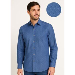 Cremieux Premium Denim Mens Western Pearl Snap Shirt Blue Paisley Cotton Size XL